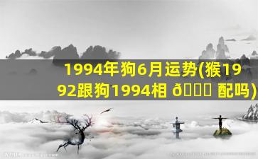 1994年狗6月运势(猴1992跟狗1994相 🐞 配吗)